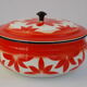 Cocotte en tôle émaillée orange et blanche