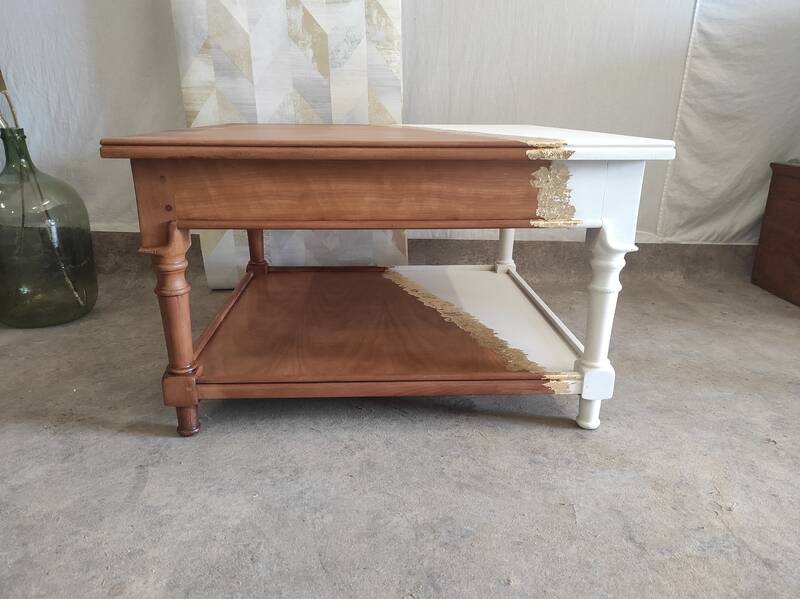 White and gold leaf coffee table