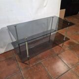 Smoked glass and brass coffee table from the 1970s.
