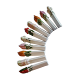 A set of 10 porcelain knife holders decorated "vegetables"