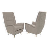 Pair of Mid-Century Modern Velvet High Back Armchairs by Isa, 195
