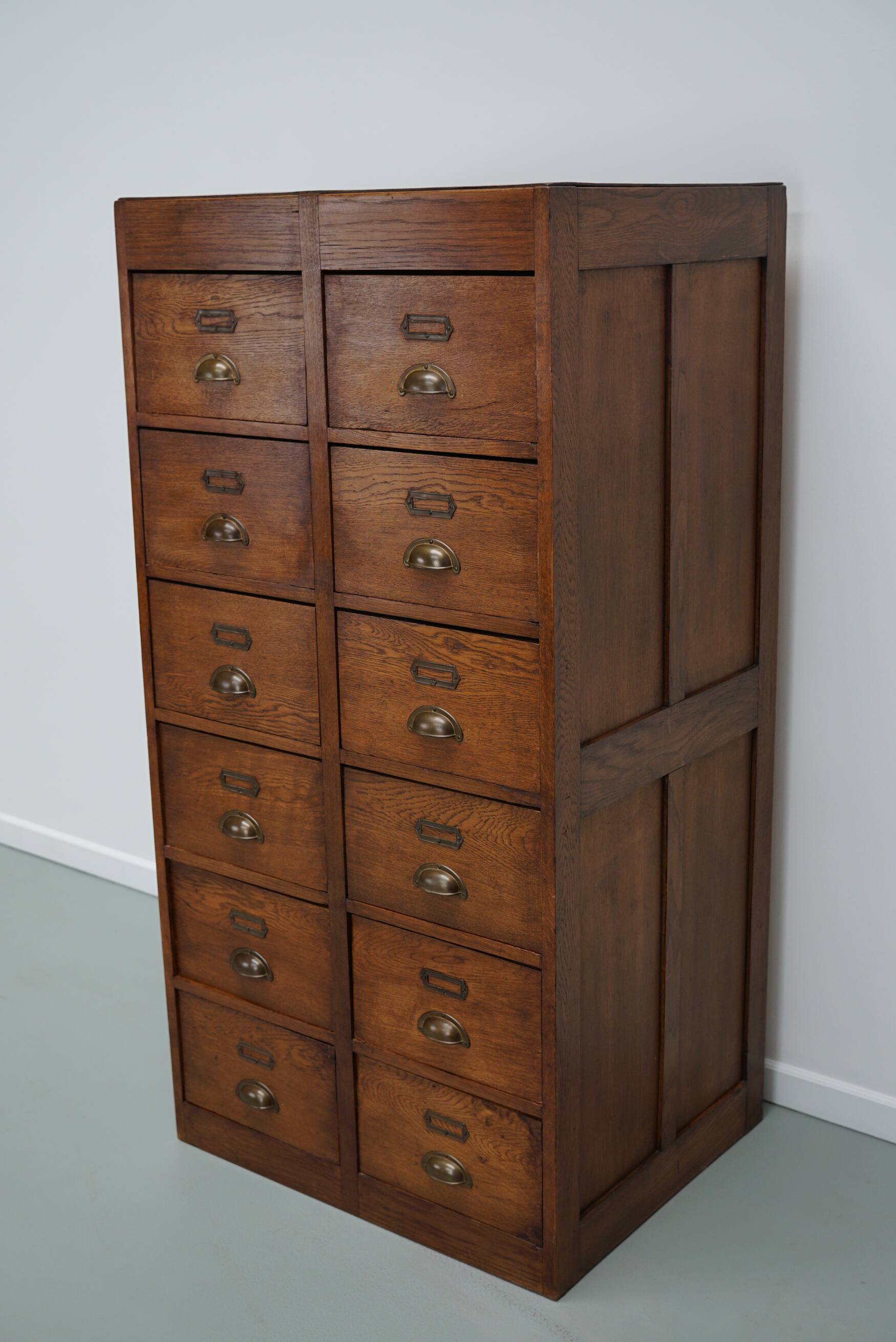 Vintage Dutch Oak Apothecary / Filing Cabinet, 1930s
