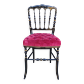 Antique Napoleon III chair in red velvet with upholstery
