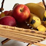 VINTAGE Wooden and Bamboo Fruit CUT BASKET