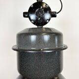 Dark grey enamel industrial factory lamp from elektrosvit, 1960s