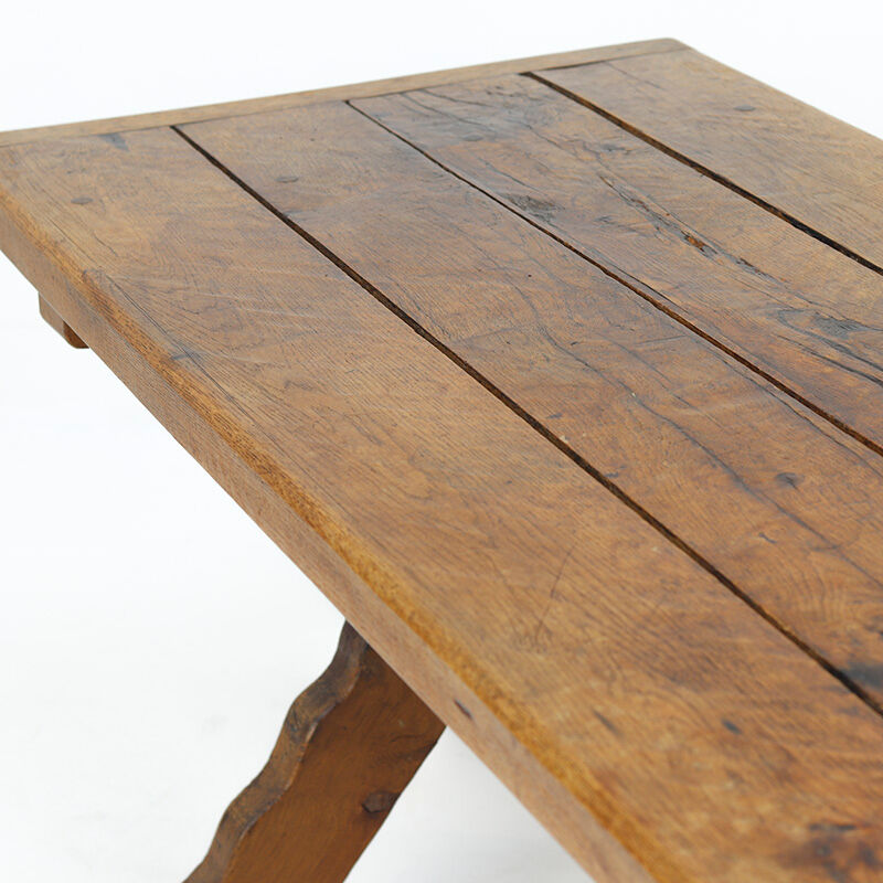 Rustic Oak Brutalist Vintage Dining Table