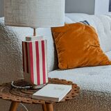 Hepburn ecru and red stoneware lamp