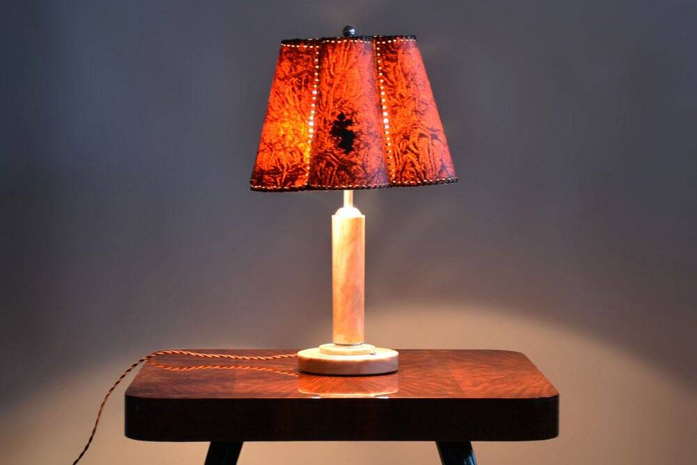 Lampe de table Art Déco tchèque en marbre et chrome, années 1920