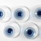 Set of 5 Mid-Century Blue Crystal Stem Coupes / Luigi Bormioli / Parma 1980