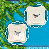 Dessert service in Petits Oiseaux slip, 9 plates