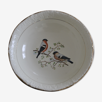 White porcelain dish St Amand, bird motif