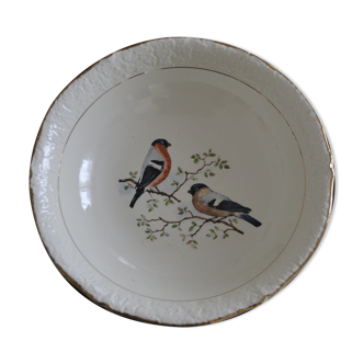 Plat en porcelaine blanche St Amand motif oiseaux