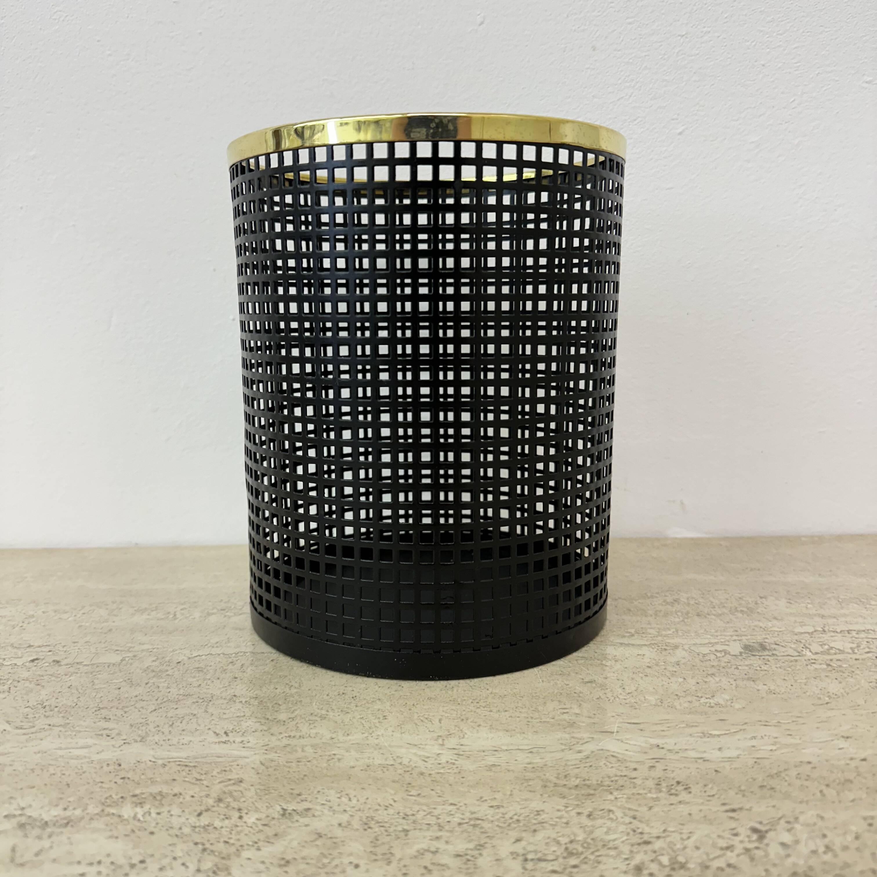 Mid century design perforated metal basket / bin , 1970s