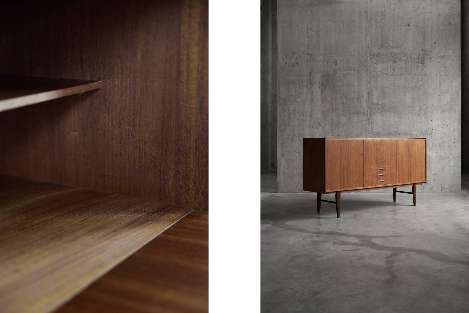 Vintage Mid-Century Scandinavian Modern Classic Teak High Sideboard