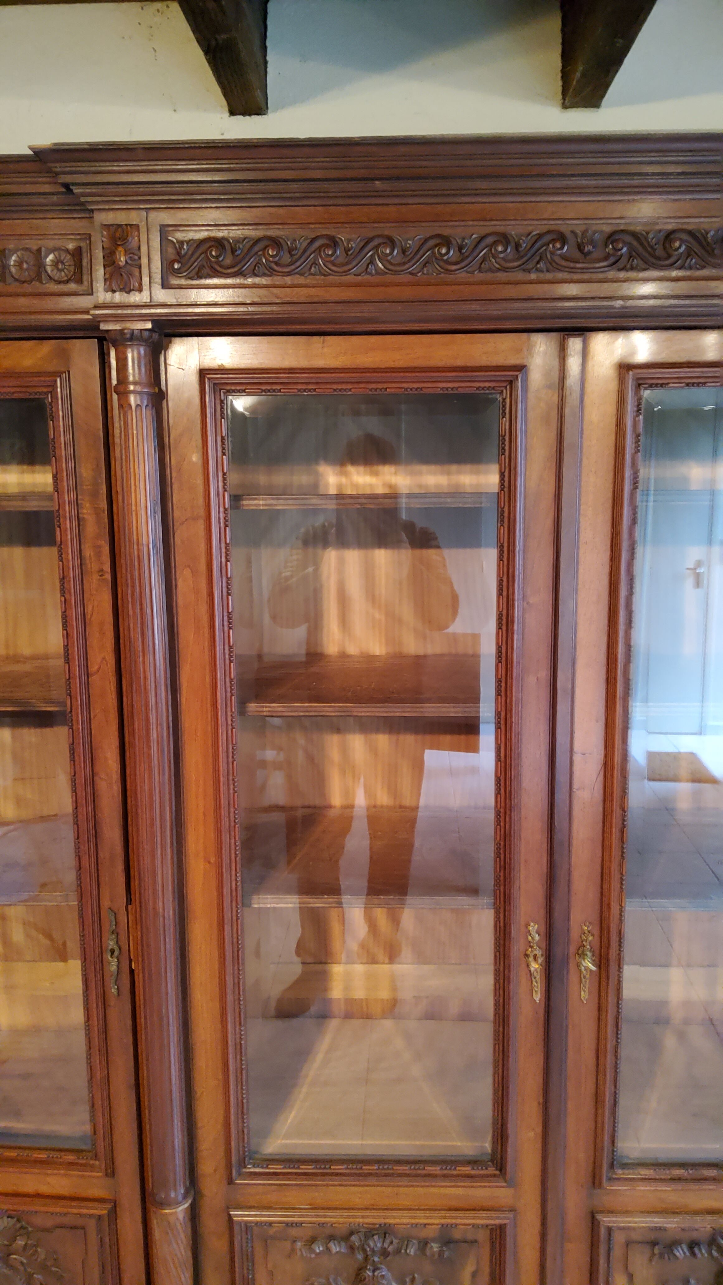 Late nineteenth century Louis XVI style library in walnut