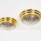 Pair of vintage brass ceiling lights with glass globe