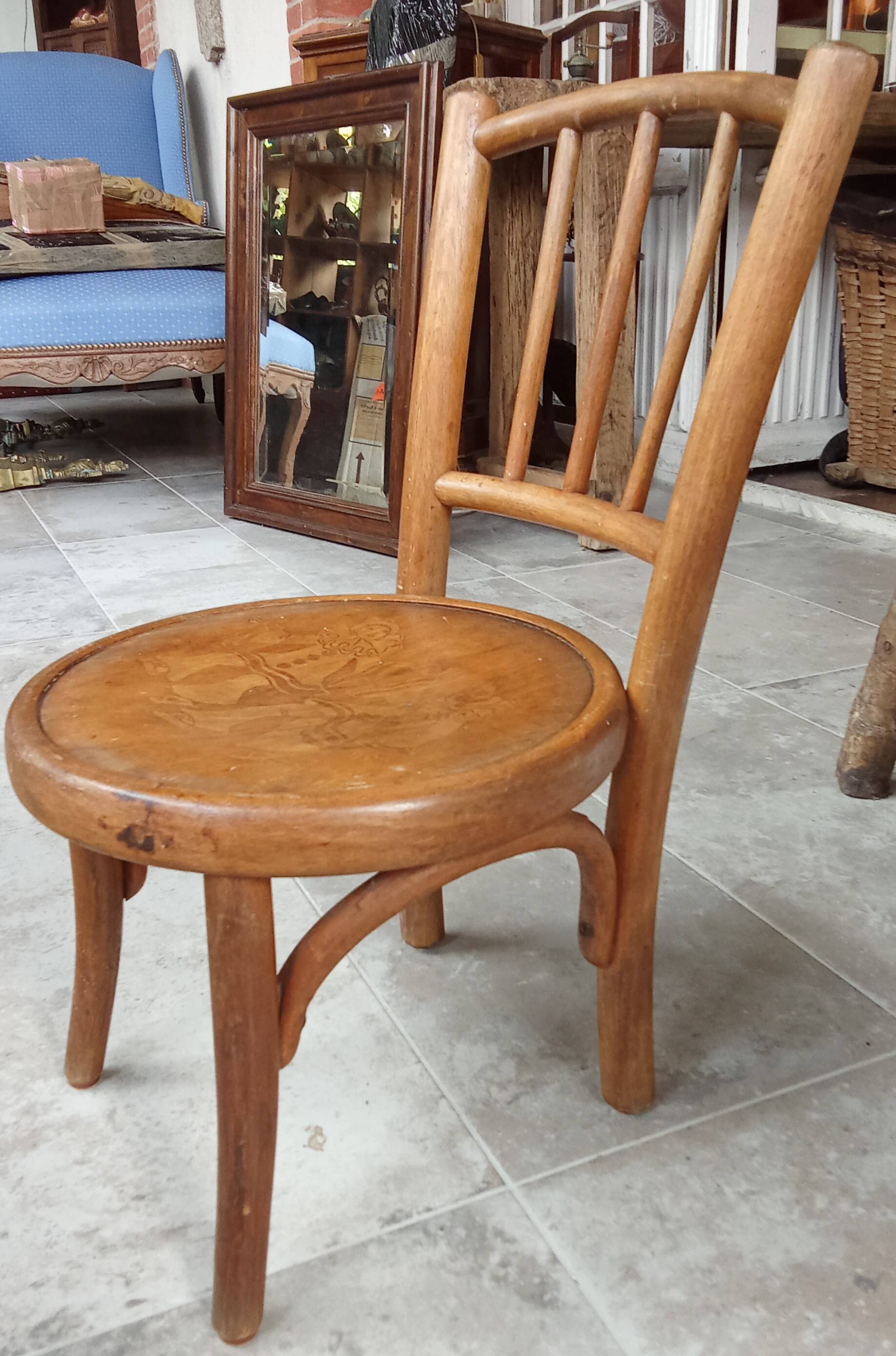 Old small Fischel children's chair with Pierrot decor