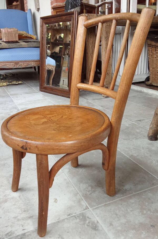 Ancienne chaise enfant Fischel décor Pierrot