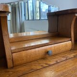 Wooden console table / vintage folding desk with mirror and small drawer