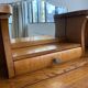 Wooden console table / vintage folding desk with mirror and small drawer