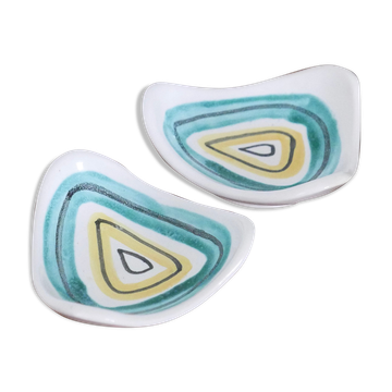 Pair of ceramic cups, abstract décor, 50s