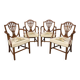 Set of four Sheraton-style armchairs. Solid walnut.