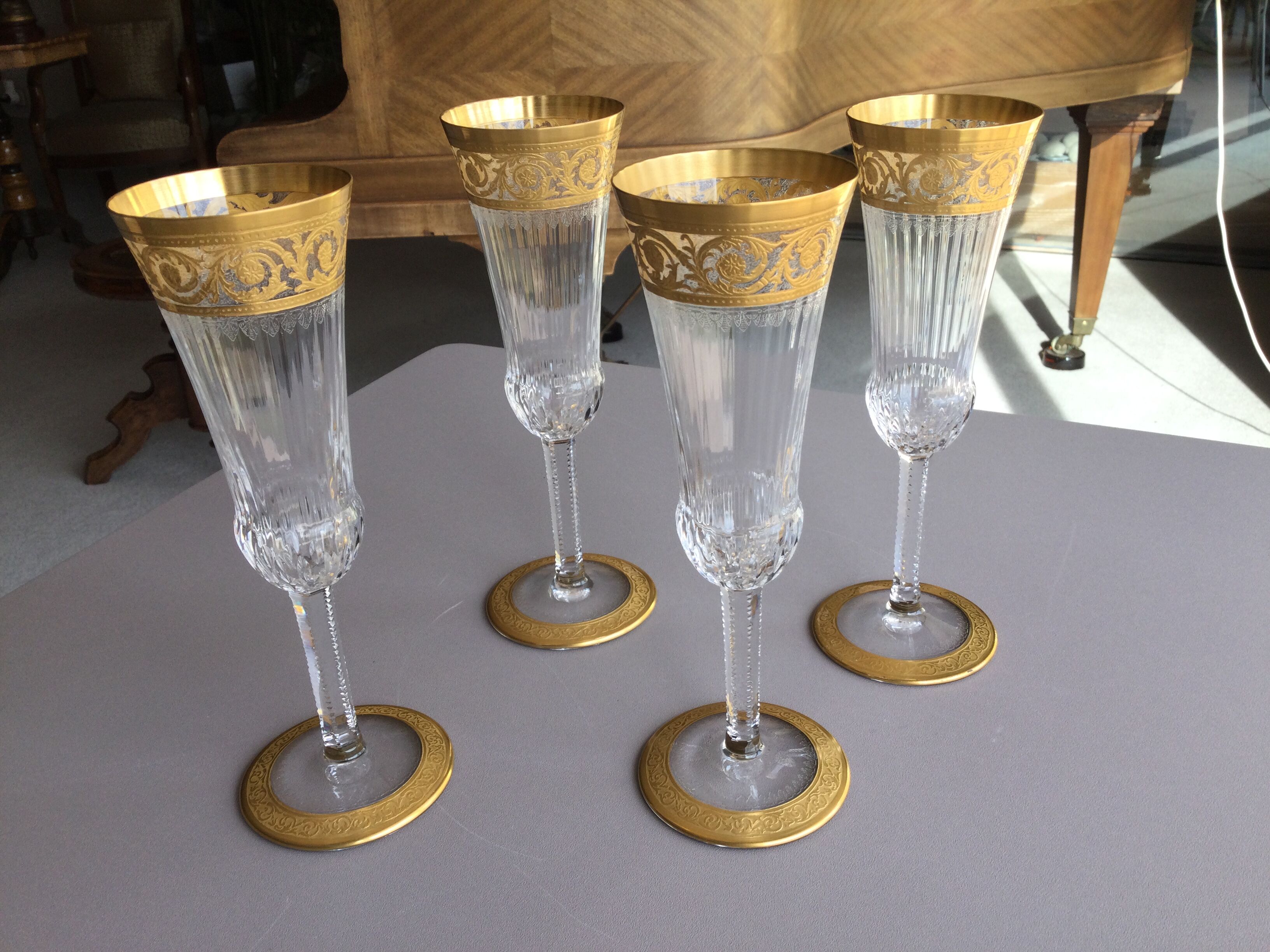 St Louis crystal champagne flutes