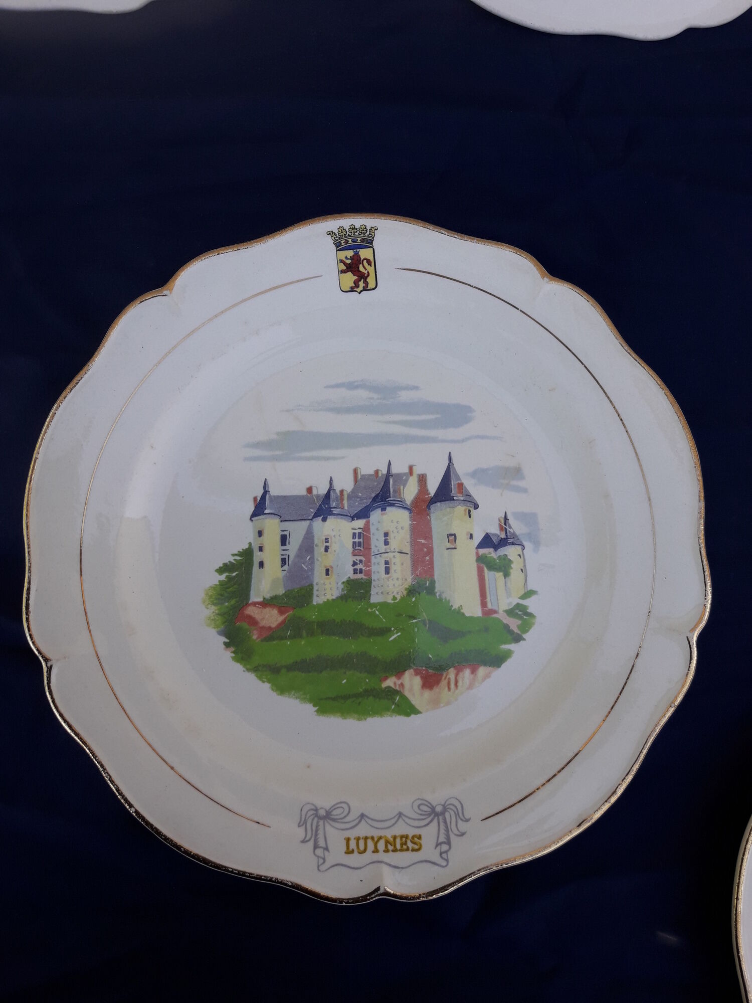 11 plates of earthenware from Gien model Châteaux de la Loire ar 22 cmmoiries diam