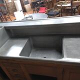 Oak tavern counter with pewter top and tubs