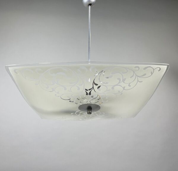 lustre En Verre Du milieu Du Siècle Par Napako, Tchécoslovaquie, Années 1960
