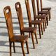 Sculptural high-back chairs in solid olive wood, France, 1960s, set of 6