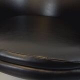 Pair of vintage Scandinavian swivel armchairs in faux leather and chrome.