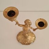 "Cherub" gilded brass candlestick