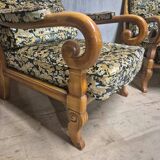 Pair of Wooden Armchairs with Curved Arms, Czechoslovakia, 1940s–1950s