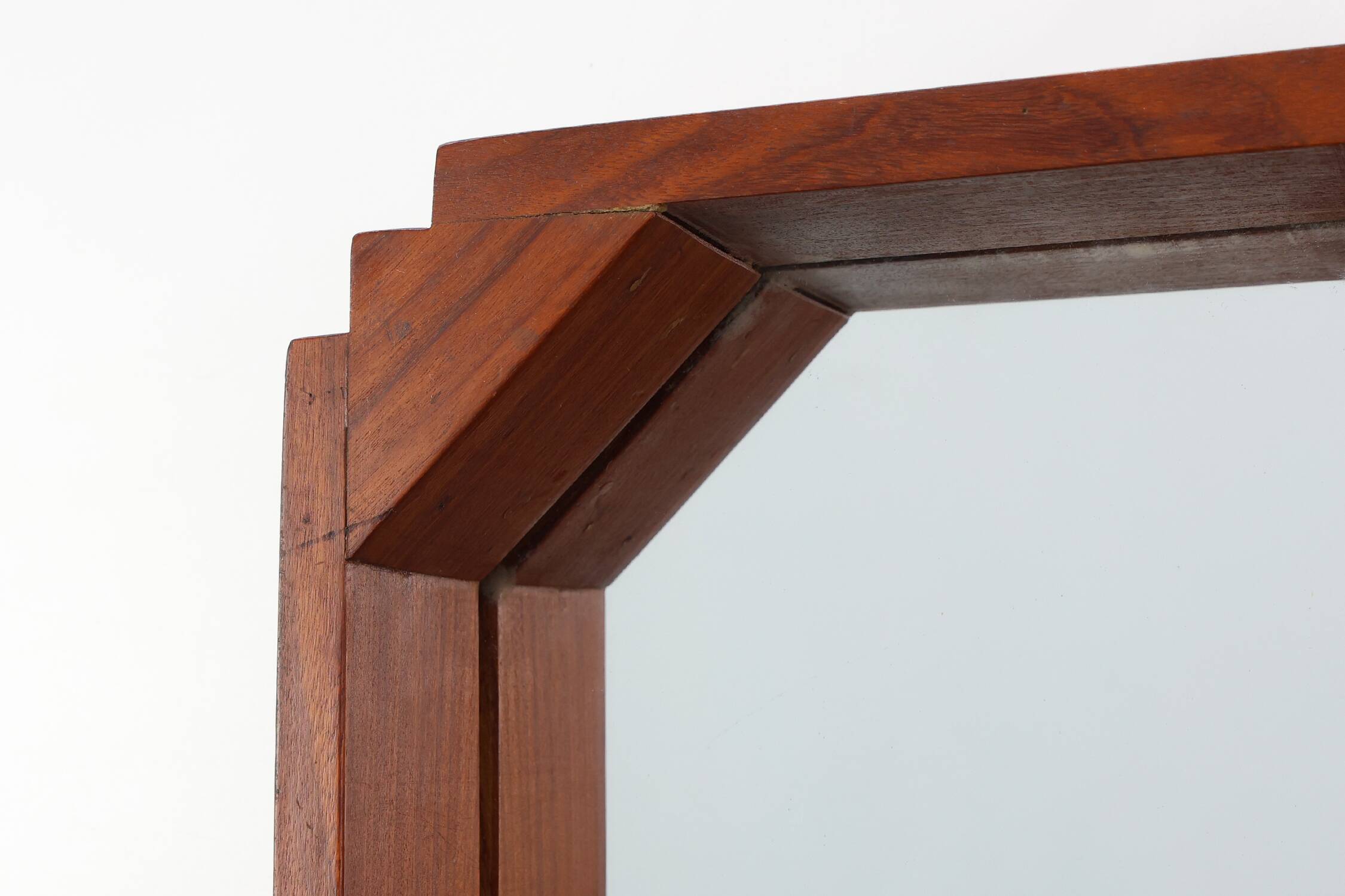 Geometric octagonal wooden Art Deco mirror, Italy ca. 1925