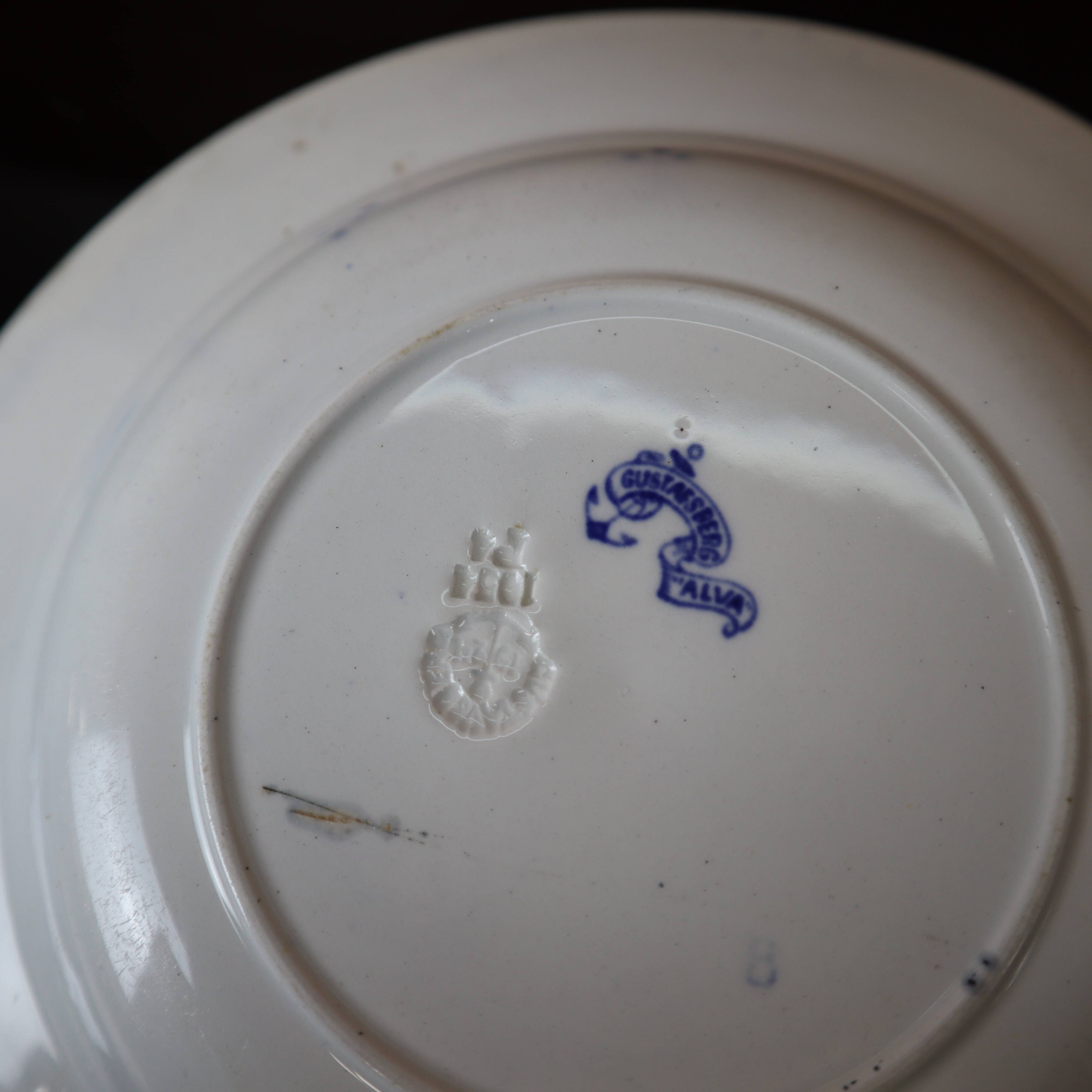 Gustavsberg ALVA plate circa 1909-1939 blue & white China Made in Sweden
