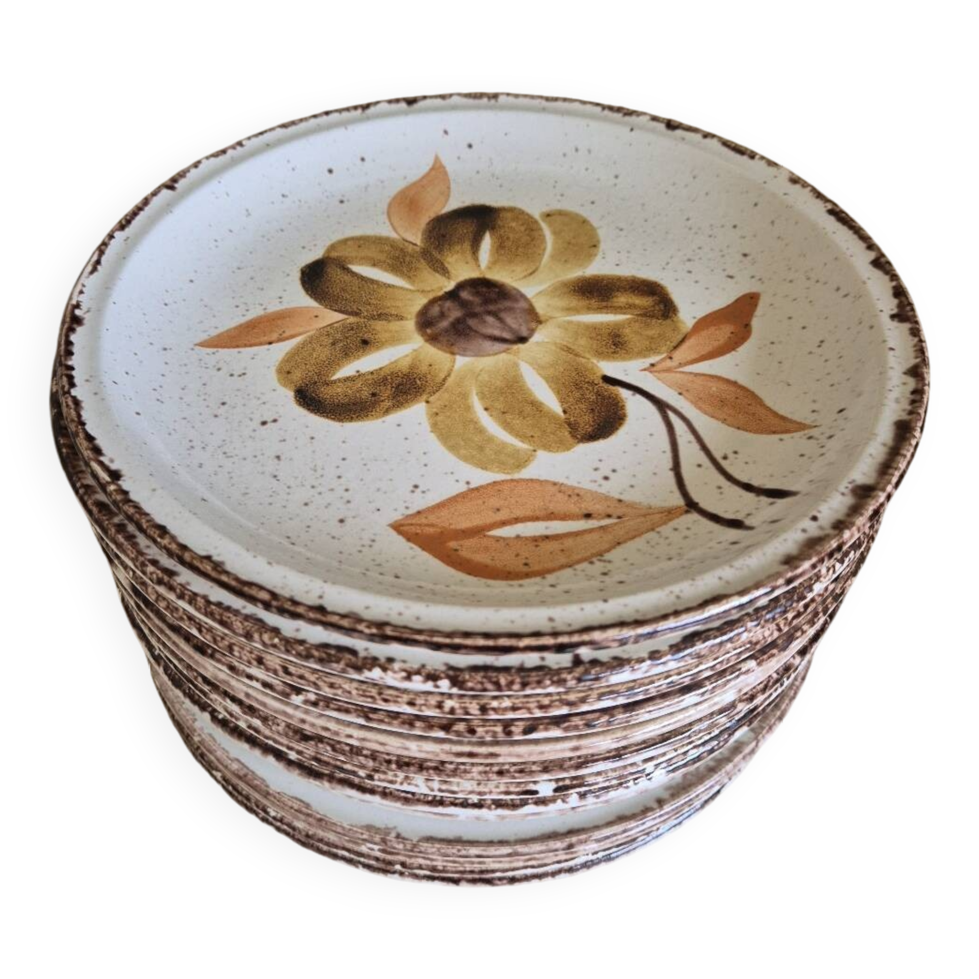 13 assiettes à décor de fleurs, 1970