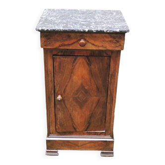 Ancienne table de chevet en bois & marbre style Louis Philippe