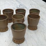 8 verres mazagrans en grès vintage 1970