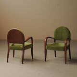 Pair of Art Deco armchairs in mahogany, circa 1930.