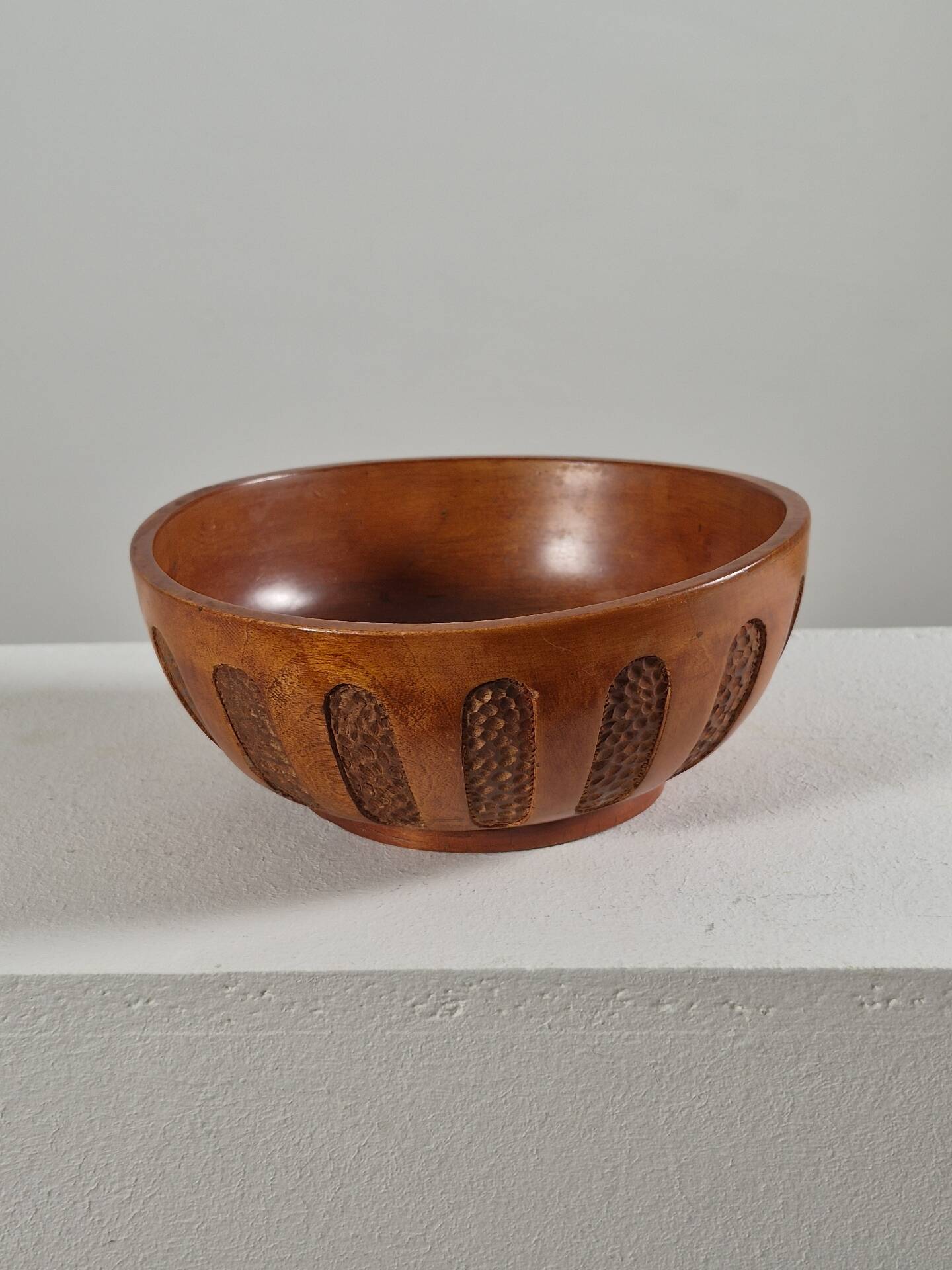 Antique hand carved signed folk art bowl 1930