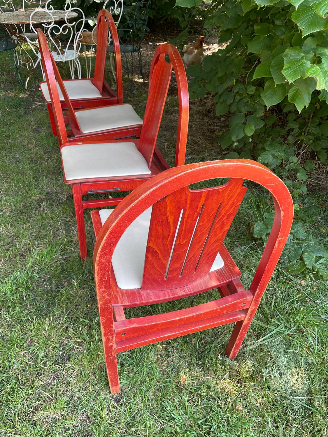 4 chaises bois rouge Baumann Argos