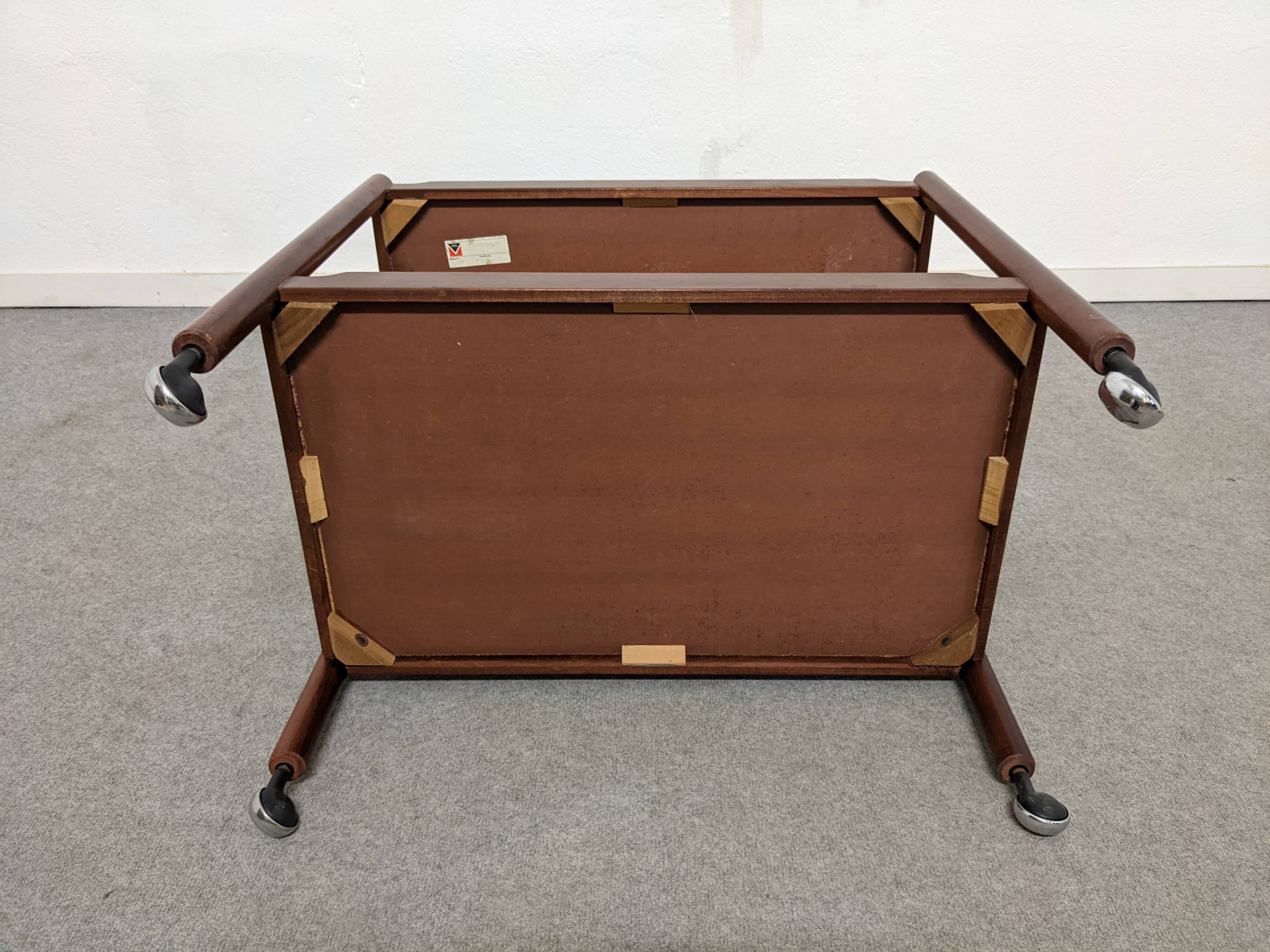 Rosewood serving table on wheels by Opal Möbel from the 60s/70s