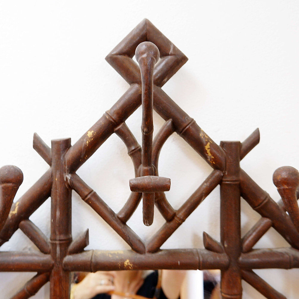 Coat rack or hall tree, 19th century - patinated cast iron imitating bamboo