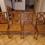 4 Louis XVI lyre chairs with caning