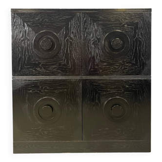 Black brutalist bar cabinet, 1970s