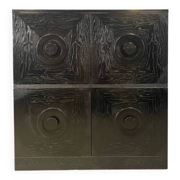 Cabinet de bar brutaliste noir, années 1970