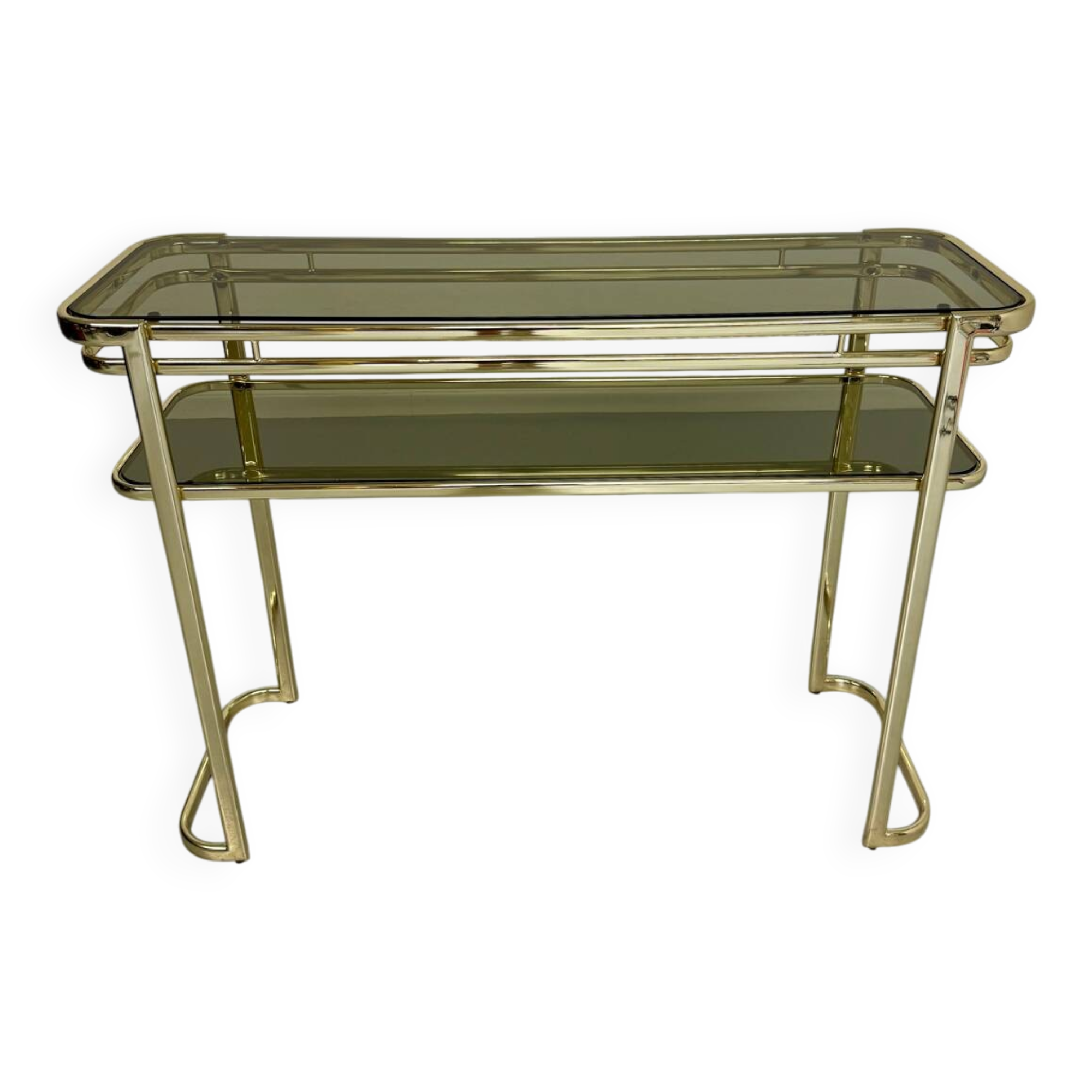 Antique gilt brass console table by Italian designer Milo Baughman for More