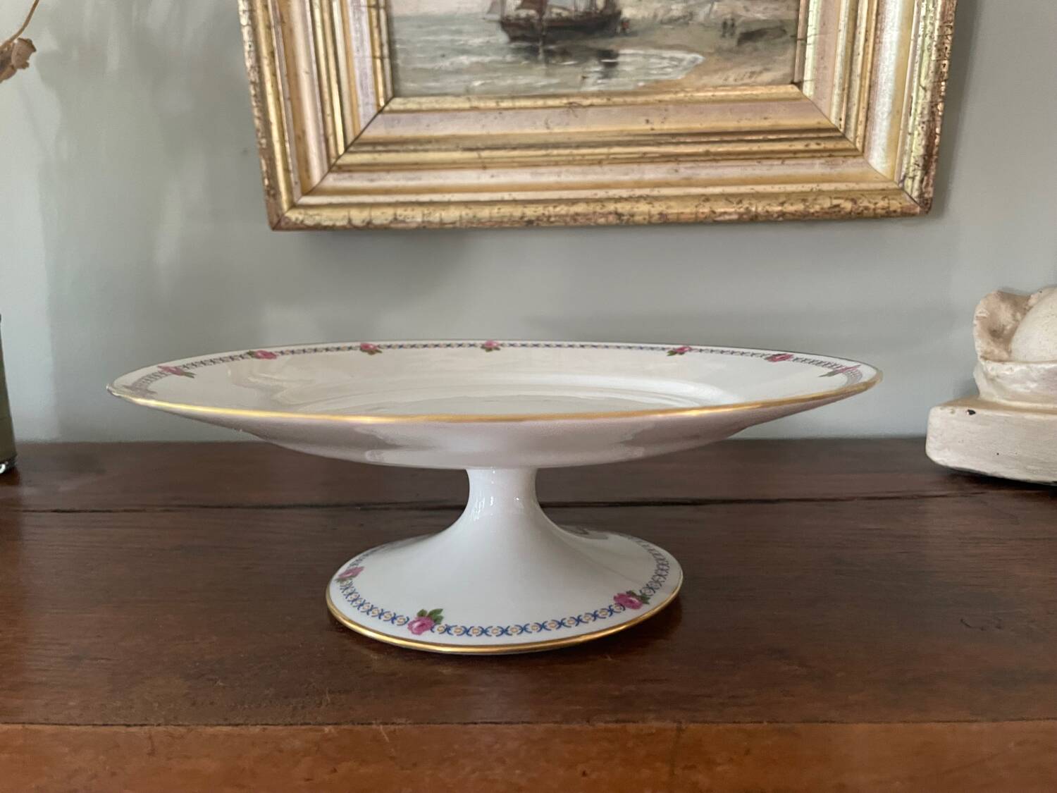 old Limoges porcelain compote bowl