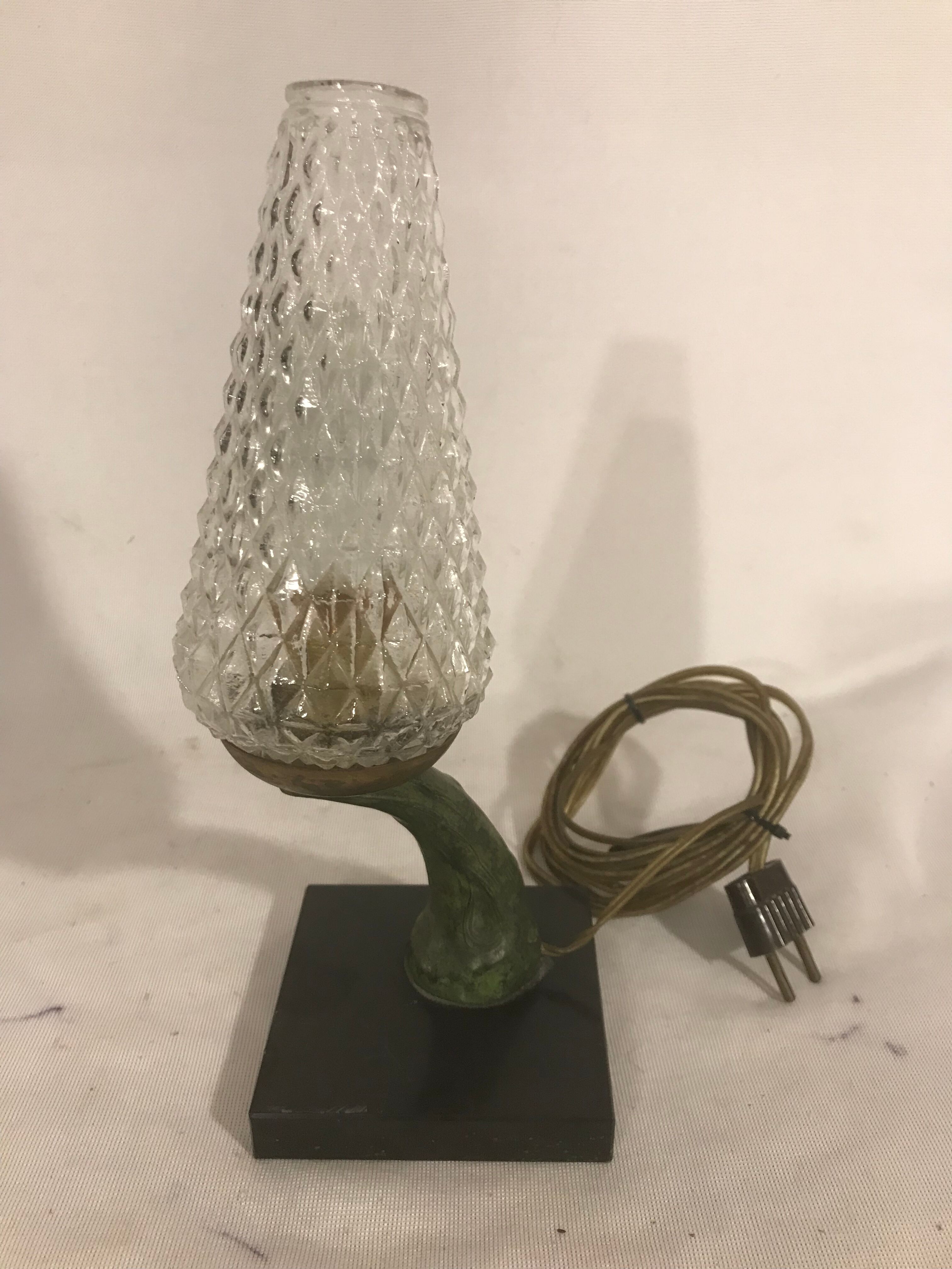 Lampe flamme marbre & bronze